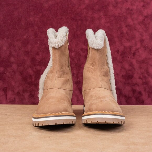 Aquatalia Women Helana Weatherproof Brown Suede Faux Fur Narrow Slim Boots sz 8 - Picture 2 of 8